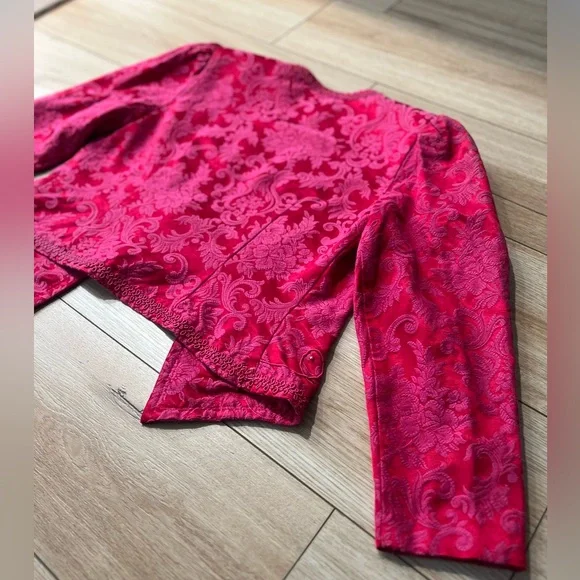 Vintage Nah Nah Collection Baroque Hot Pink Beaded Embroidered Women's Blazer - Picture 7 of 8